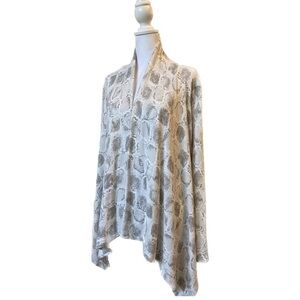 Babeau White & Gray Super Soft Animal Print Cardigan, Size XL